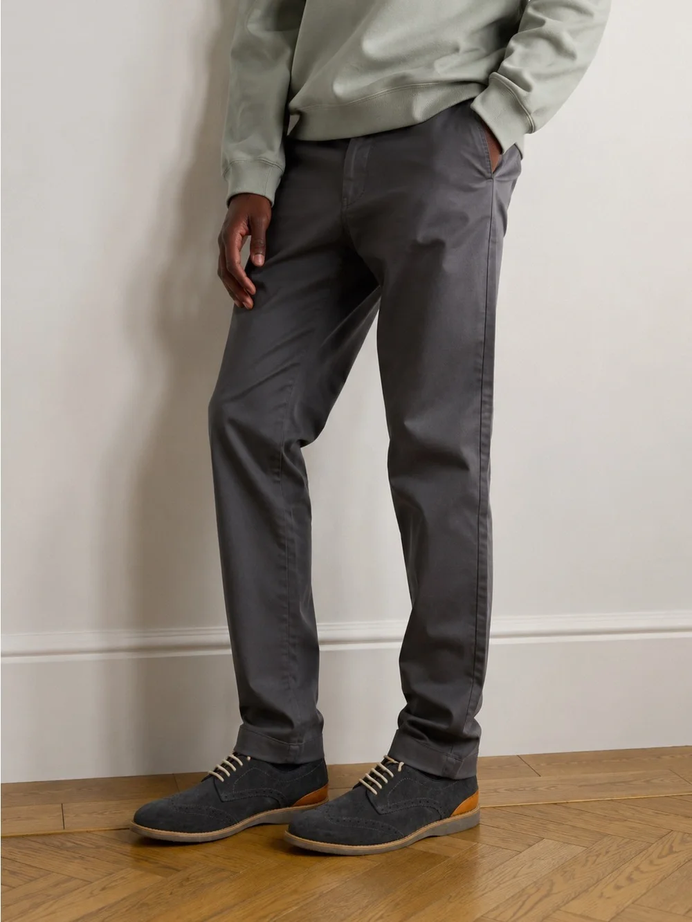 Johnston & Murphy Gray Suede Wingtip Sneakers with Tan Accents
